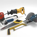 Complete Hardware Tools Set with Circular Saw Reciprocating Saw Drill and Hand Saw 3d model