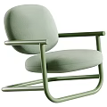 Modern Soft Fabric Leisure Chair With Sleek Metal Armrest Frame For Cozy Home Living Space