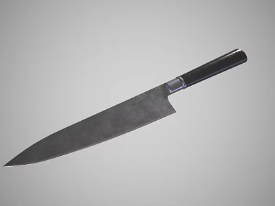 Professional Sharp Kitchen Cooking Knife With Black Handle And Stainless Steel Blade 3d model