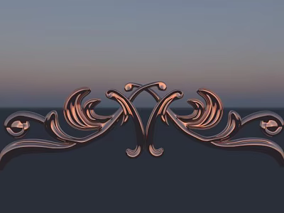 Ornate Metal Carving With Intricate Curved Patterns And Symmetrical Design 3d model