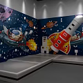 Fun Indoor Playground With Double Slides Blue White Ball Pit And Arched Structures