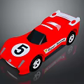 Red Race Car with Number 5 Super Speed Text White Rear Wing and Black Windows