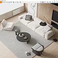 Modern Sofa Coffee Table Three-Person Sofa Single-Person Sofa Casual Chair Coffee Table Floor Lamp 3d model
