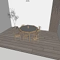 New Chinese Dining Table and Chair Combination Dining Table and Chair 3d model
