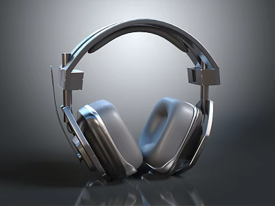 Sleek Modern Over Ear Headphones With Metallic Design And Superior Audio Quality 3d model