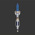 Fantasy Weapon Long Staff Design With Blue Top And White Orange Segmented Body