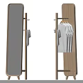 Wooden Floor Mirror with Clothes Hanger Rack for Home Bedroom Dressing Area