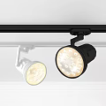 Black and White Track Mounted Spotlights with Bright LED Bulbs 3d model