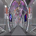 KTV Corridor With Neon Lights Glowing Signs Screens And Modern Tech Inspired Style