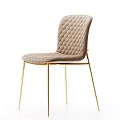 Elegant Brown Diamond Quilted Upholstered Dining Chair with Gold Metal Legs