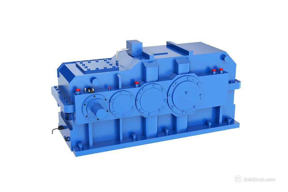 Blue Heavy Duty Industrial Gearbox Equipment With Mechanical Components And Precision Design 3d model 