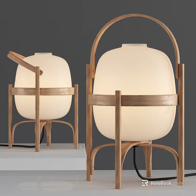 Modern Wooden Frame Table Lamp With White Lampshade And Minimalist Design 3d model 