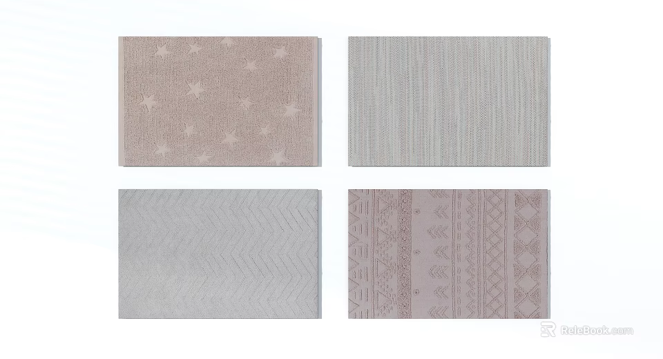 Square Rugs With Star Patterns Striped Designs Herringbone And Geometric Motifs 3d model