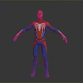 Spider Man Game Movie Character In Red Blue Costume With Spider Logo Standing Pose