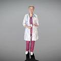 Woman Doctor in White Coat with Stethoscope Around Neck Holding Trophy