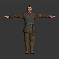 Male Medieval Game Film Character With Gray Vest Brown Clothing And Outstretched Arms