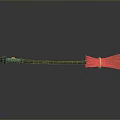 Wooden Handle Broom With Straw Bristles Black Tip And Red Accent Design