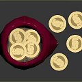 Red Fabric Pouch for Daily Life Coin Storage with Scattered Coins
