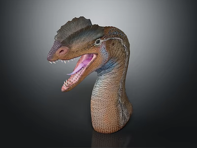 Dinosaur Head Model With Prominent Crest Open Mouth And Detailed Skin Texture 3d model