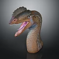 Dinosaur Head Model With Prominent Crest Open Mouth And Detailed Skin Texture