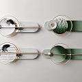 Modern Circular Wall Decor with Green White Textures and Metallic Accents