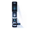 Smart Door Handle with Fingerprint Recognition Digital Keypad and Electronic Screen for Home Security