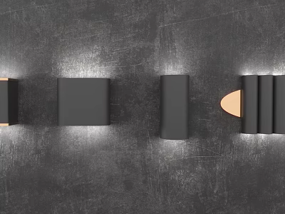 Modern Wall Lights With Sleek Black Design And Various Geometric Shapes 3d model