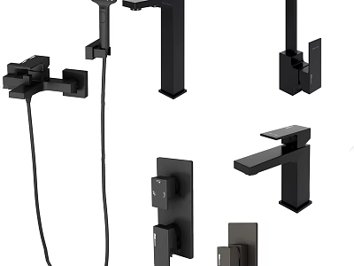 Modern Black Bathroom And Kitchen Faucets With Contemporary Sleek Design Styles 3d model