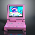 Pink Game Boy Advance SP Handheld Game Console With Cartoon Game Screen