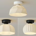 Modern White Ceiling Light Fixtures With Textured Shades And Black White Base Design