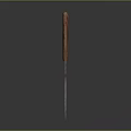 Bloodstained Machete With Striped Blade Wooden Handle And Reflective Surface On Dark Background