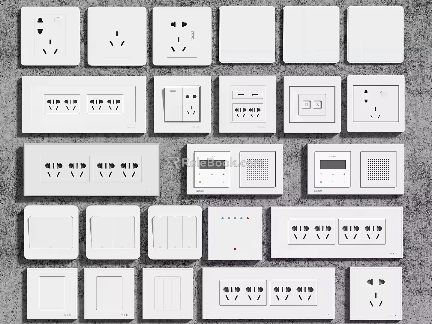 Modern switch socket panel 3d model