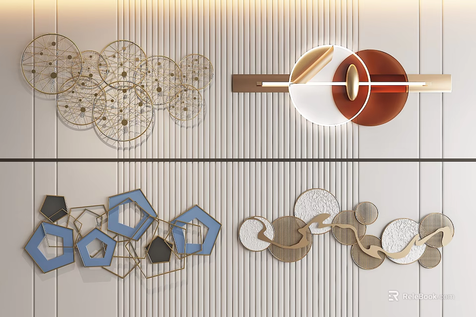 Modern Geometric Metal Wall Hangings For Home Decor 3d model 