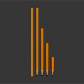 Five Orange Pencils Placed Side By Side On Black Reflective Surface As Daily Supplies