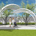 Modern gallery landscape leaf gallery 3d model