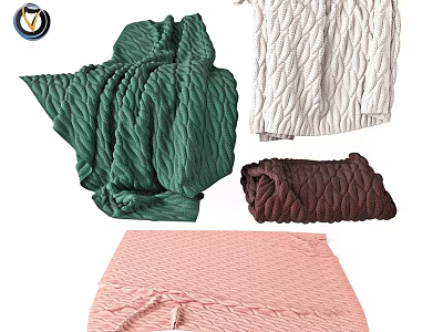 Stylish Wall Decor With Crinkled Green White Brown Pink Textured Fabrics 3d model