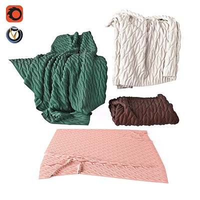 Stylish Wall Decor With Crinkled Green White Brown Pink Textured Fabrics 3d model