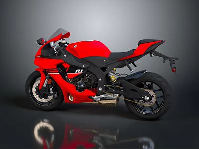 Red Sport Motorcycle With Sleek Black Accents And Gray Background Reflection 3d model