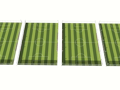 Multiple Football Fields Arranged Side by Side With Green Lawn and White Lines 3d model