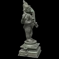 Ganesha Stone Carving Sculpture With Multiple Arms In Standing Posture On Pedestal Base