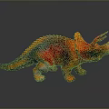 Colorful Triceratops Dinosaur Toy With Vibrant Red Orange And Blue Details
