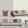 Cream style double sofa imperial concubine sofa single stool 3d model
