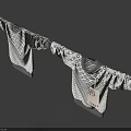 White Clothes With Geometric Patterns Drying On Clothesline Against Blue Sky 3d model