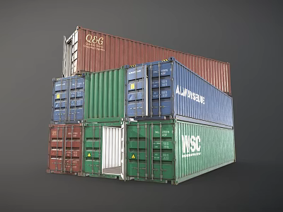 Colorful Stacked Container Furniture Design With Branded Storage Units 3d model
