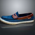 Stylish Blue Casual Shoes With Brown Trim And Light Sole For Daily Wear
