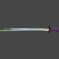 Sharp Silver Samurai Sword With Purple And White Wrapped Handle And Metallic Sheen 3d model