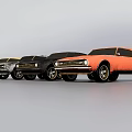 Colorful Classic Toy Cars Collection With Yellow Black And Orange Models