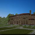 Classic European Style Detached Villa With Yellow Exterior Red Roof And Landscaped Garden