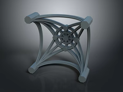 Gray Metal Decorative Bracket With Geometric Pattern And Crossed Lines On Dark Reflective Background 3d model
