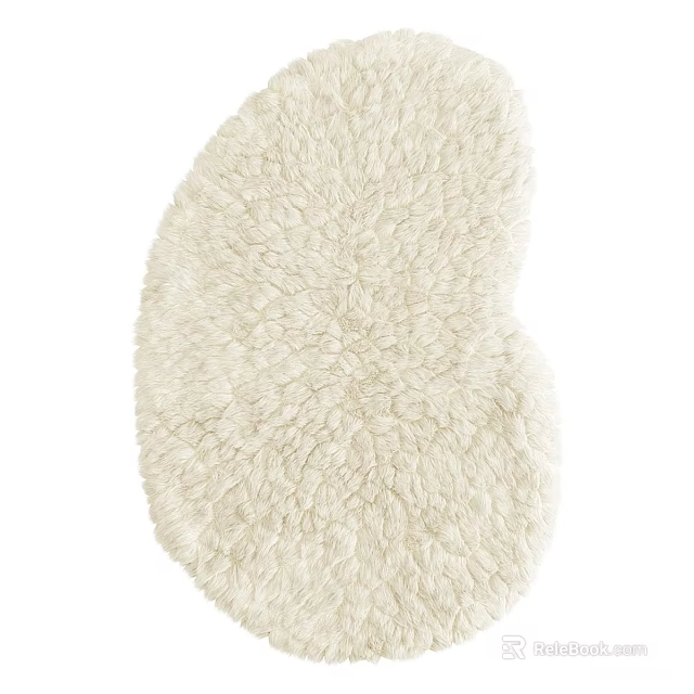 Soft Fluffy Beige Shaped Rug With Plush Texture And Irregular Shape For Home Decor 3d model 